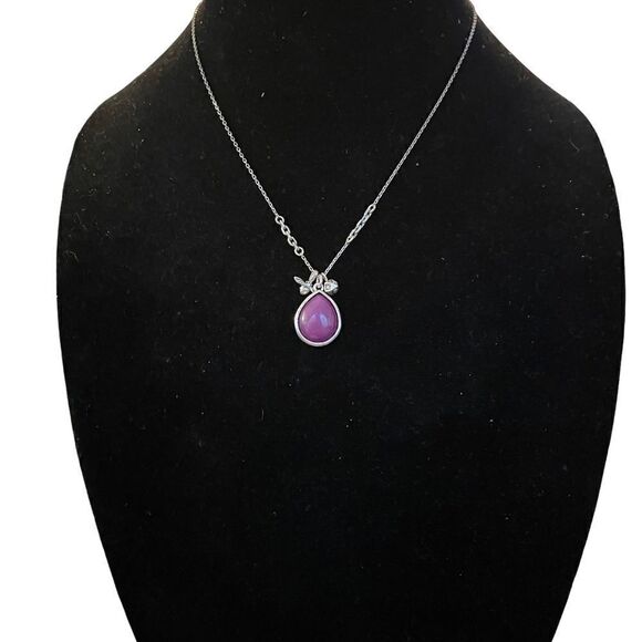 Fossil Silver-toned Purple Stone Fire Fly Lock and Key Necklace - Picture 6 of 8